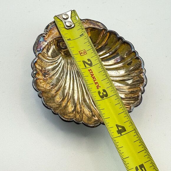 Vintage Silver Plated Shell Trinket Dish | 3" Seashell Coastal Decor - Picture 8 of 9